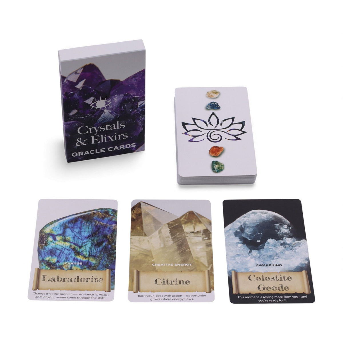 Orakulo kortos „Crystals & Elixirs“ – kristalai ir eliksyrai